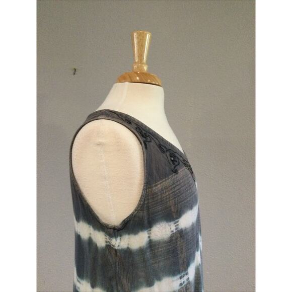 Zuriet Beaded Grey & White Tunic/Cover Up/Mini Dress Free Size - Picture 15 of 16